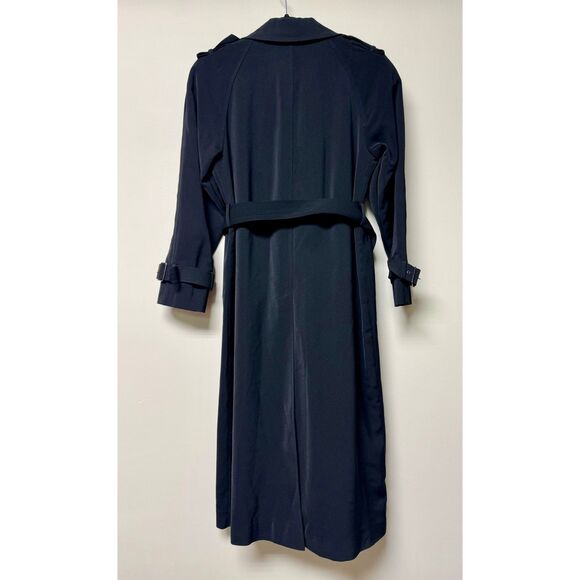 ANNE KLEIN Classic Black Belted Trench Coat, Sz S - Picture 9 of 14